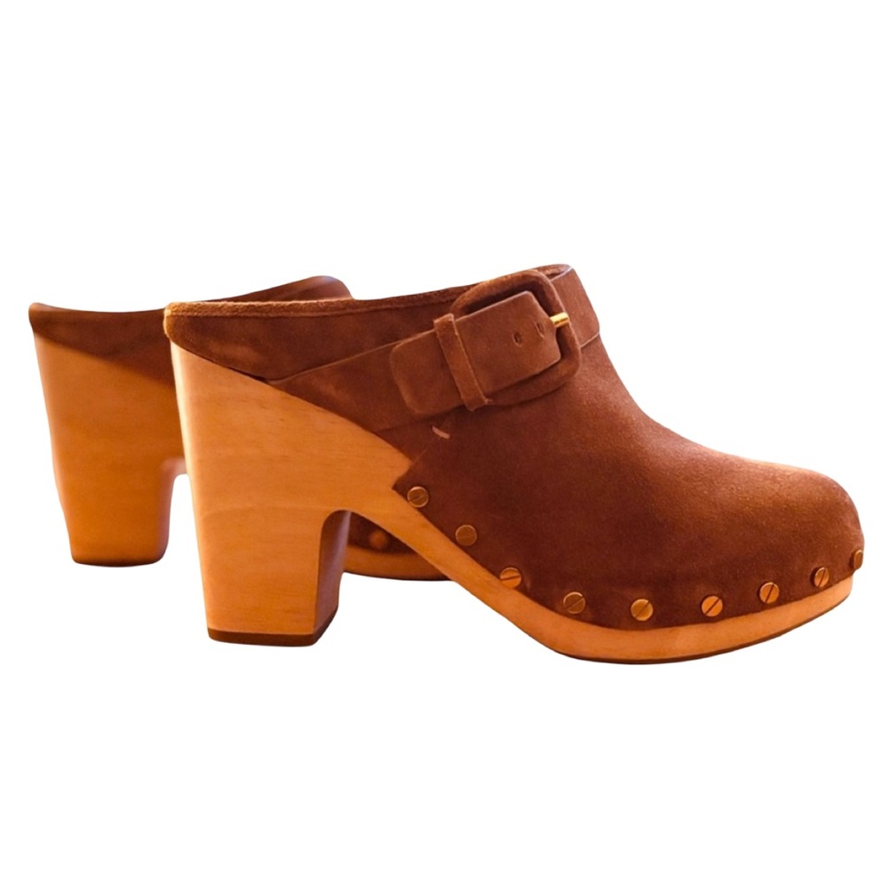🌰Veronica Beard Dacey Studded Suede Clogs in Pecan, Size 9 - Picture 4 of 11